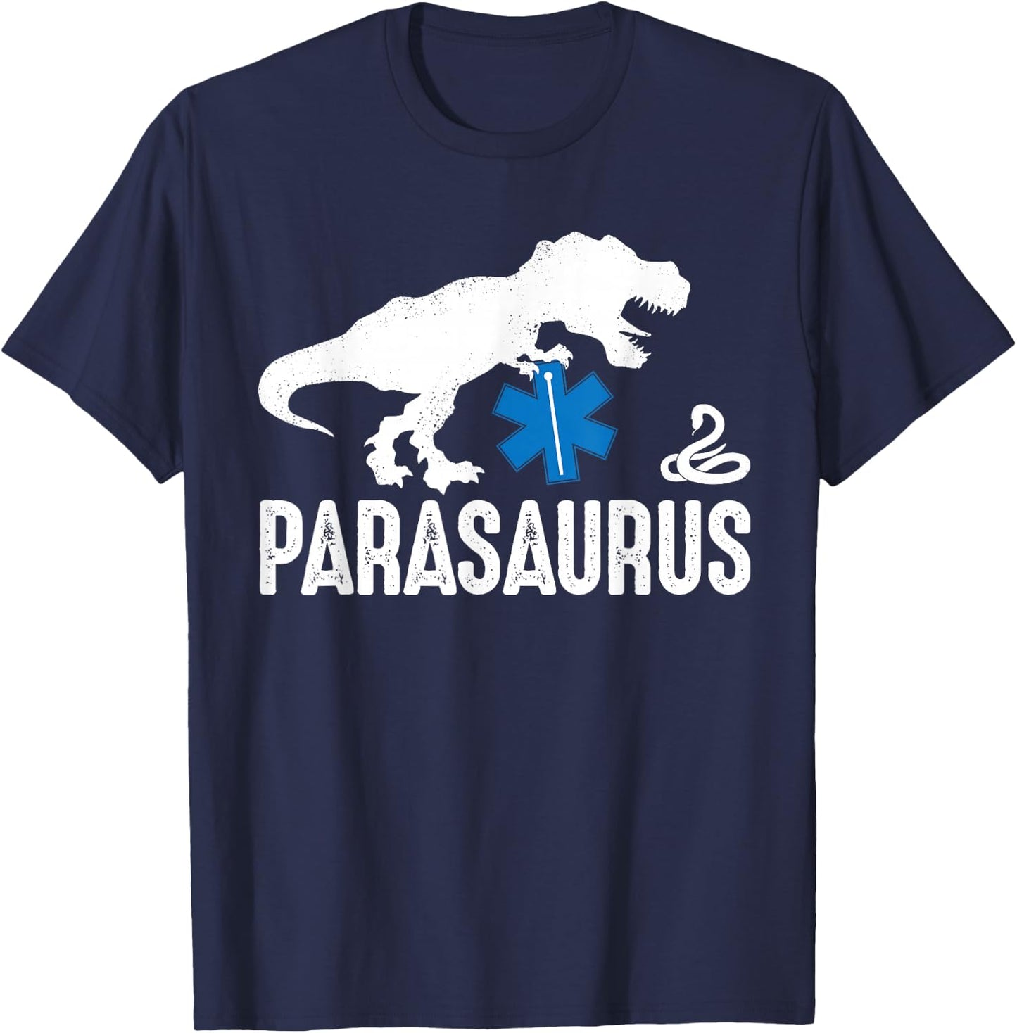 Parasaurus Funny Dinosaur Paramedic EMT Emergency Responder T-Shirt - T-Shirt | Navy