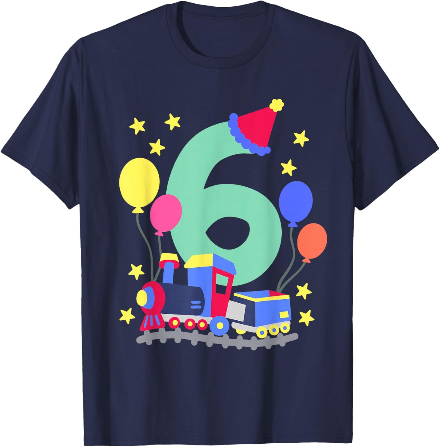 6th Birthday Train Lovers I'm 6 Boys Kids Six Years Old T-Shirt - T-Shirt | Navy