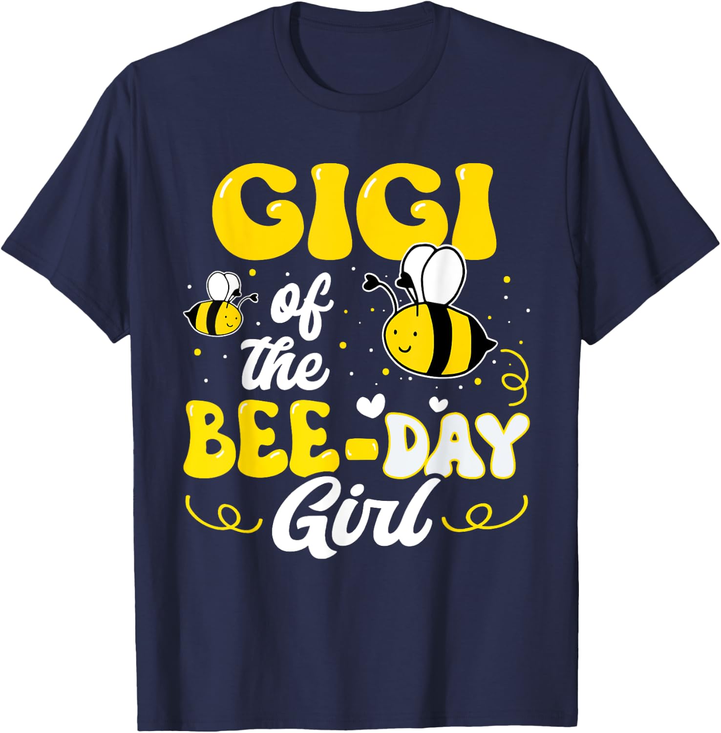 Gigi of The Bee Day Girl Bee Birthday Party Theme Groovy T-Shirt - T-Shirt | Navy