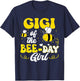 Gigi of The Bee Day Girl Bee Birthday Party Theme Groovy T-Shirt - T-Shirt | Navy
