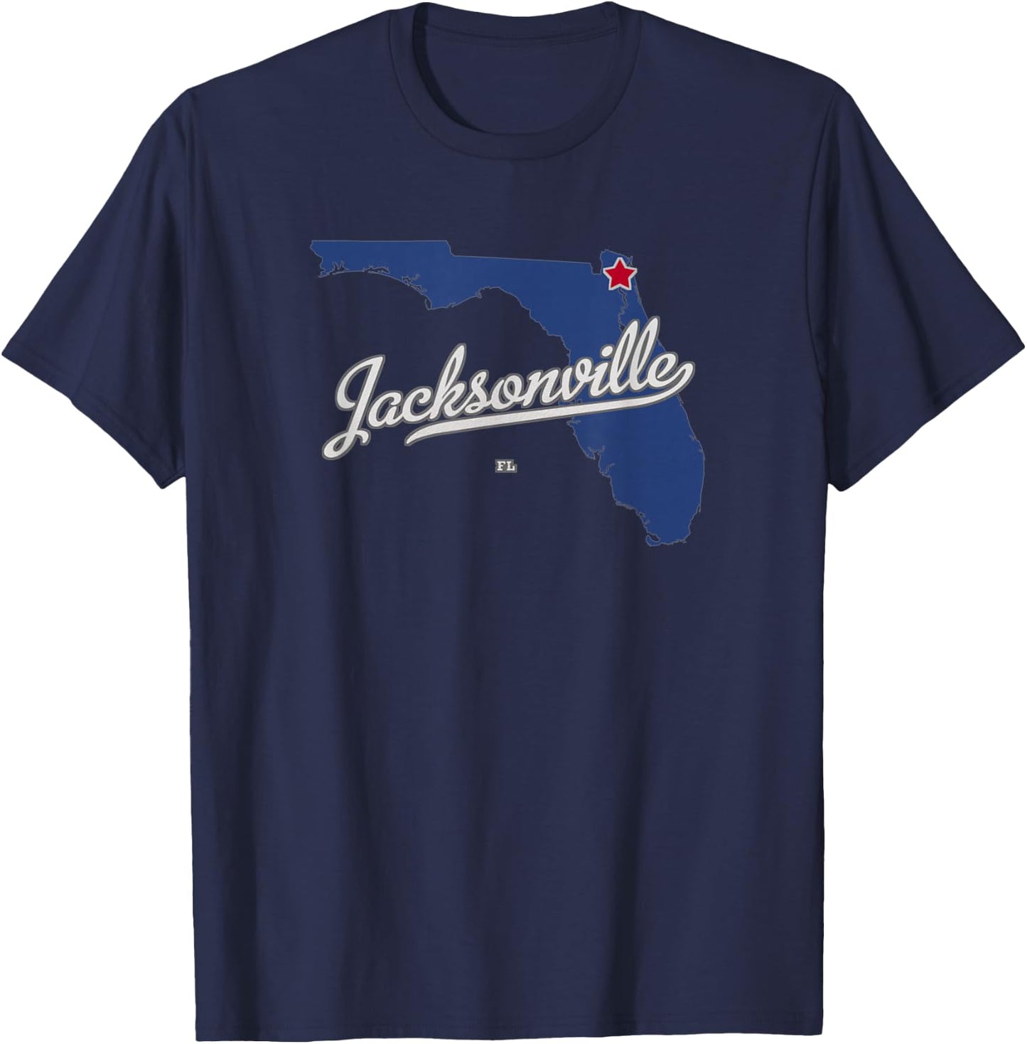 Jacksonville Florida FL Map T-Shirt - T-Shirt | Navy