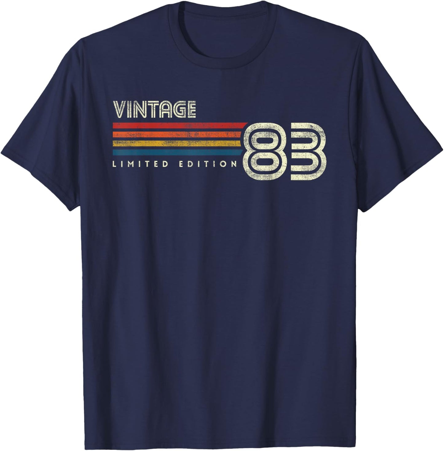 Vintage 1983 Chest Stripe 40 Birthday T-Shirt - T-Shirt | Navy