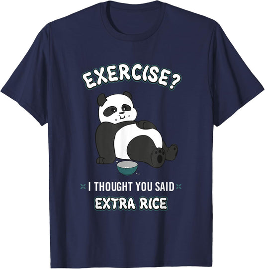 BCC Funny Panda Shirts & Panda Bear Gifts -Adults, Kids Black Sushi Panda Exercise I Thought You Said Extra Rice T-Shirt - T-Shirt | Navy