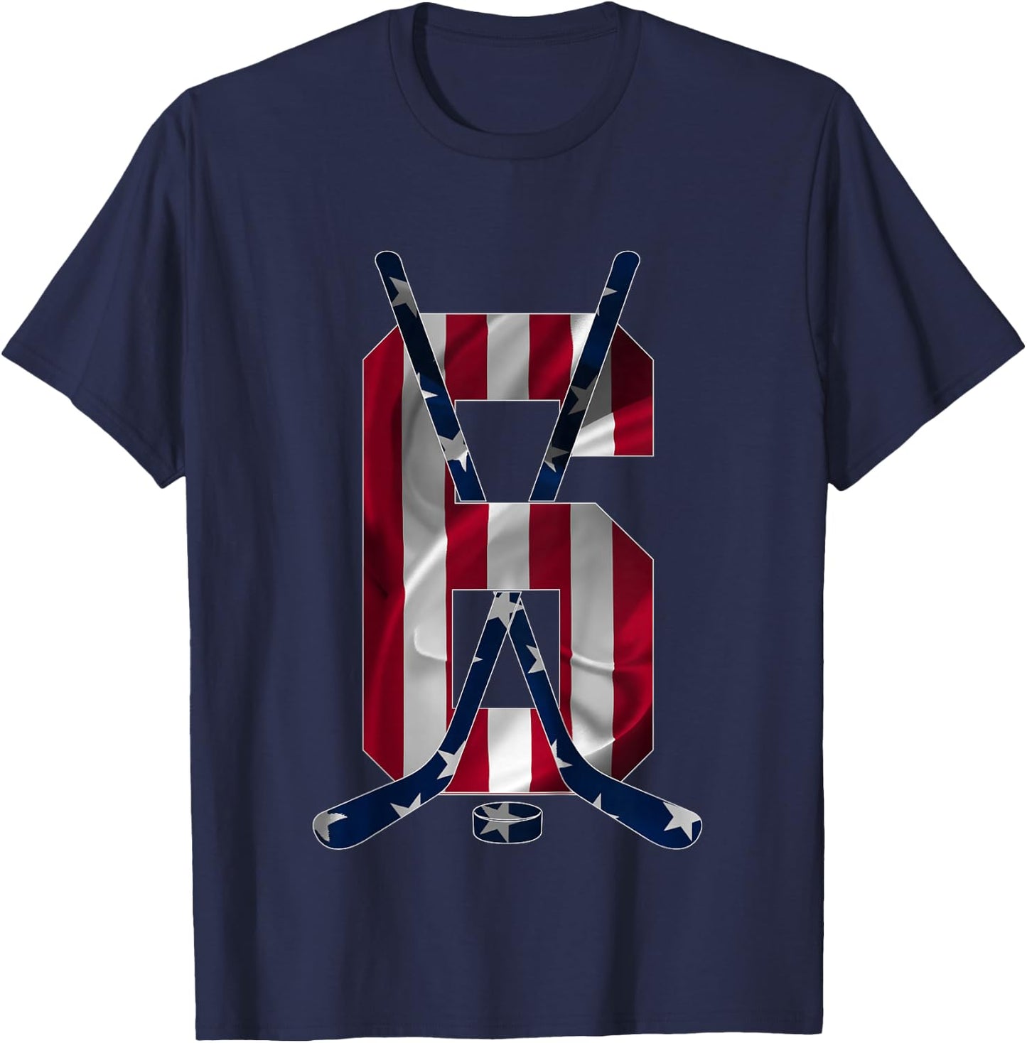 Number 6 Years Ice Hockey 6th Birthday T-Shirt - T-Shirt | Navy
