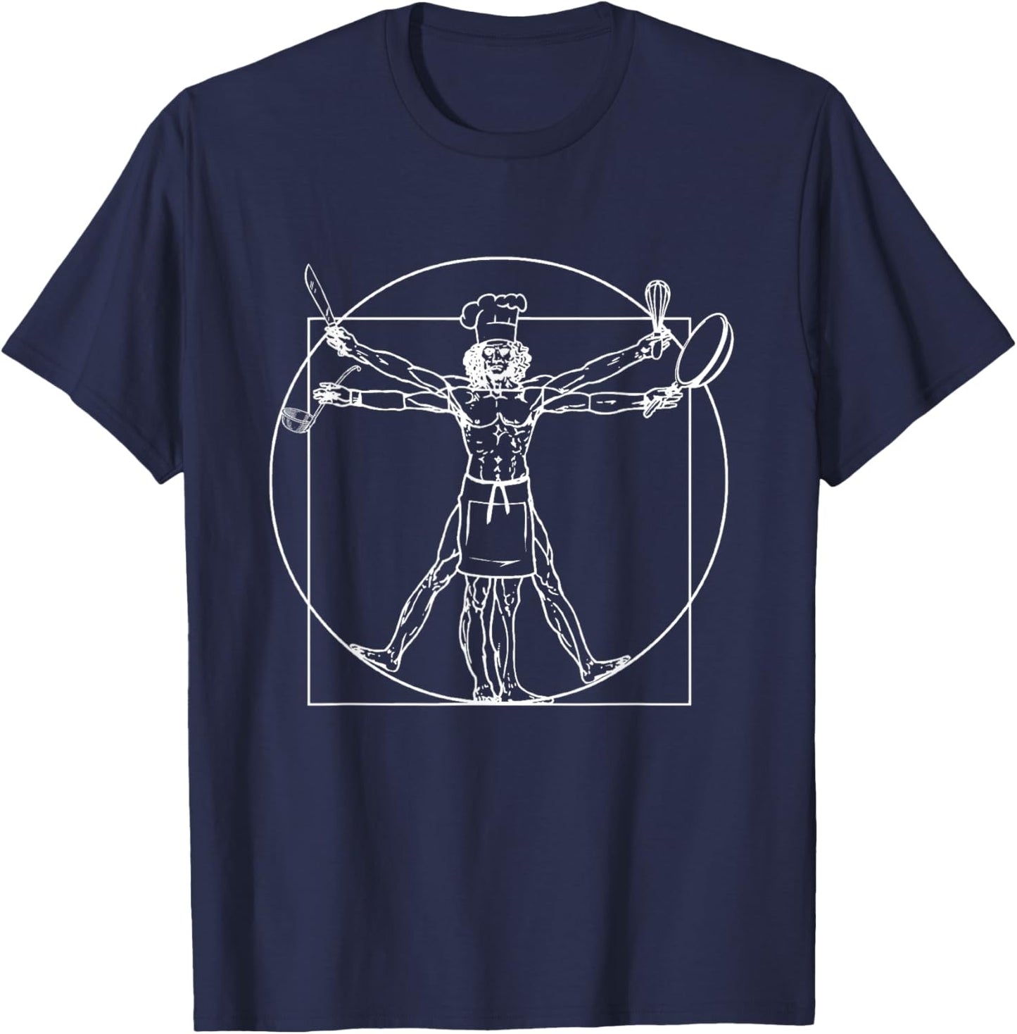 Chef Vitruvian Man Da Vinci Funny Cooking Gift T-Shirt - T-Shirt | Navy