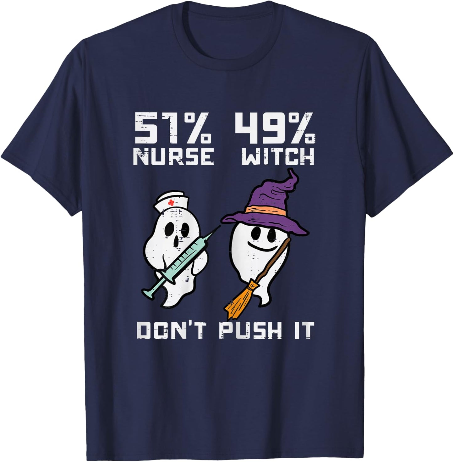 Halloween 51 Percent Nurse Witch Fun Costume Scrub Top Women T-Shirt - T-Shirt | Navy