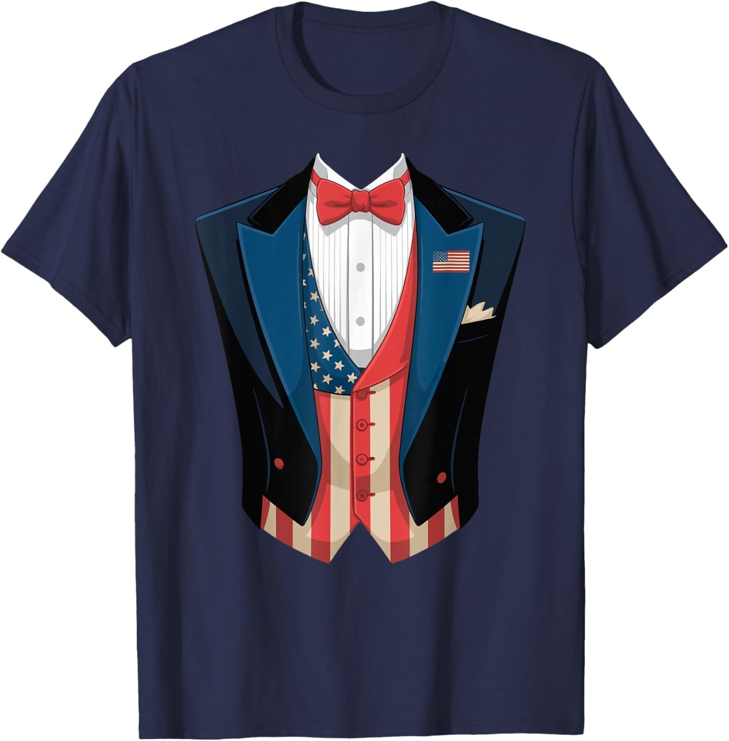 American Flag Tuxedo Costume Funny 4th of July USA T-Shirt - T-Shirt | Navy