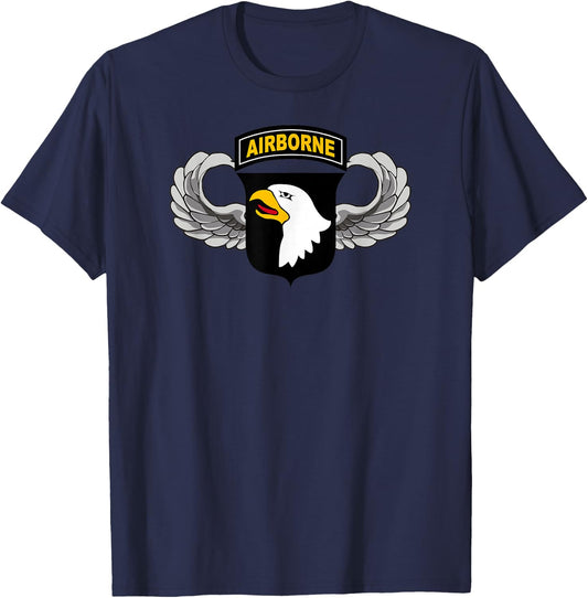 101st Airborne Division - Parachutist Wings & Patch - Center T-Shirt - T-Shirt | Navy
