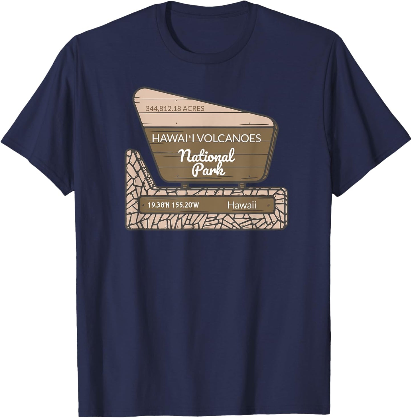 Hawaii Volcanoes National Park Hawaii Park Entrance Sign T-Shirt - T-Shirt | Navy