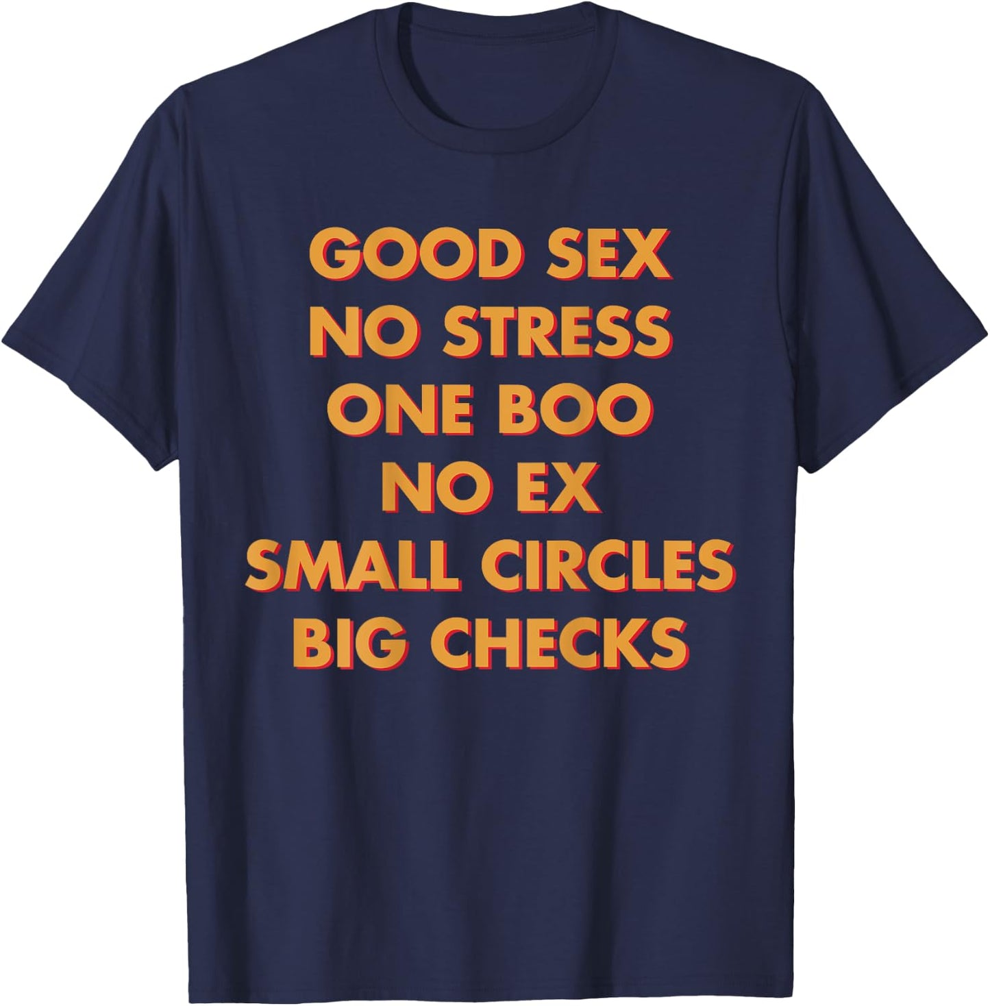 Good Sex No Stress One Boo No Ex Small Circles Big Checks T-Shirt - T-Shirt | Navy