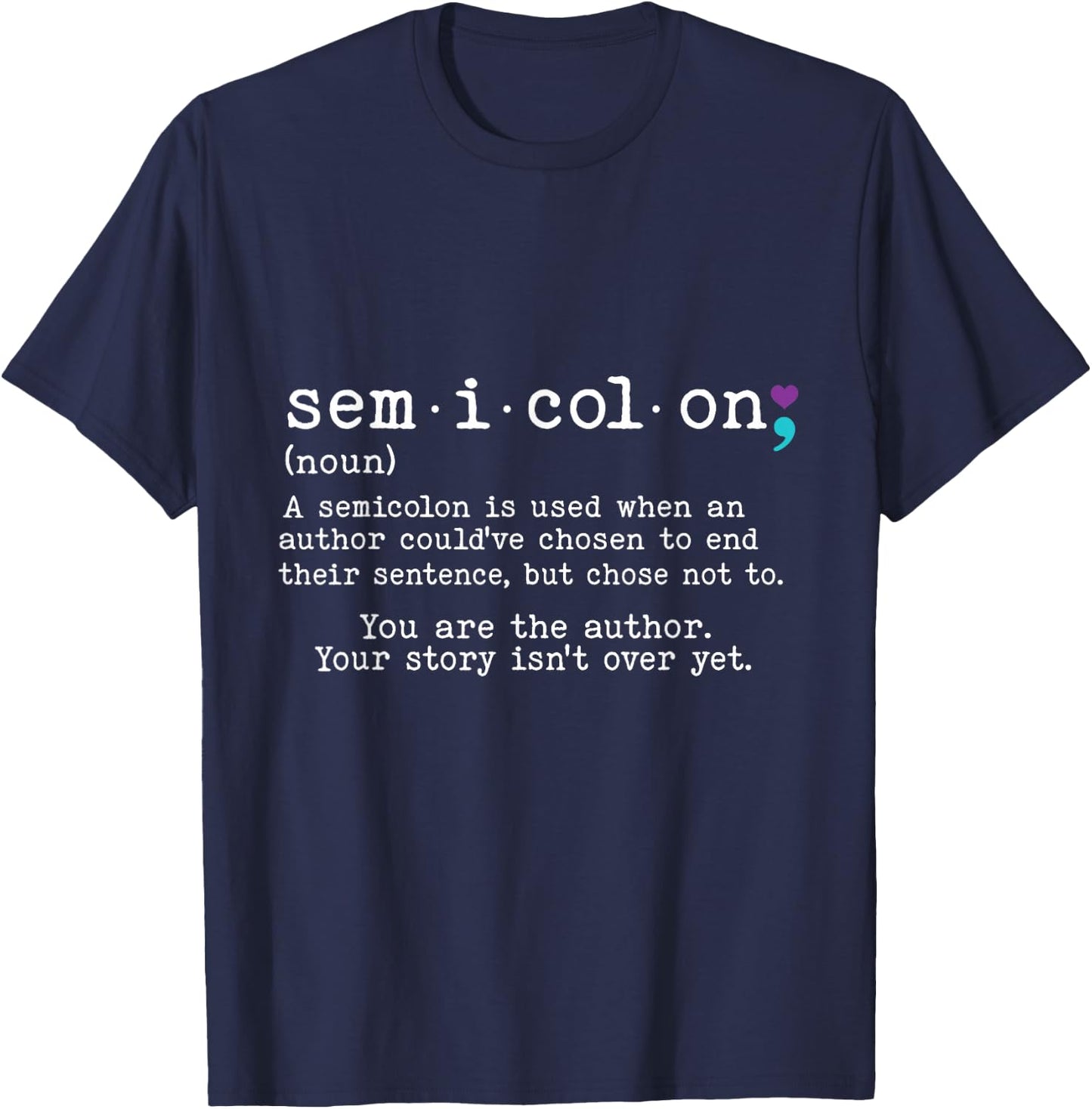 Retro Semicolon Definition Suicide Prevention Awareness 988 T-Shirt - T-Shirt | Navy