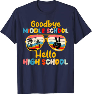 Goodbye Middle School Hello High School back to school T-Shirt - T-Shirt | Navy