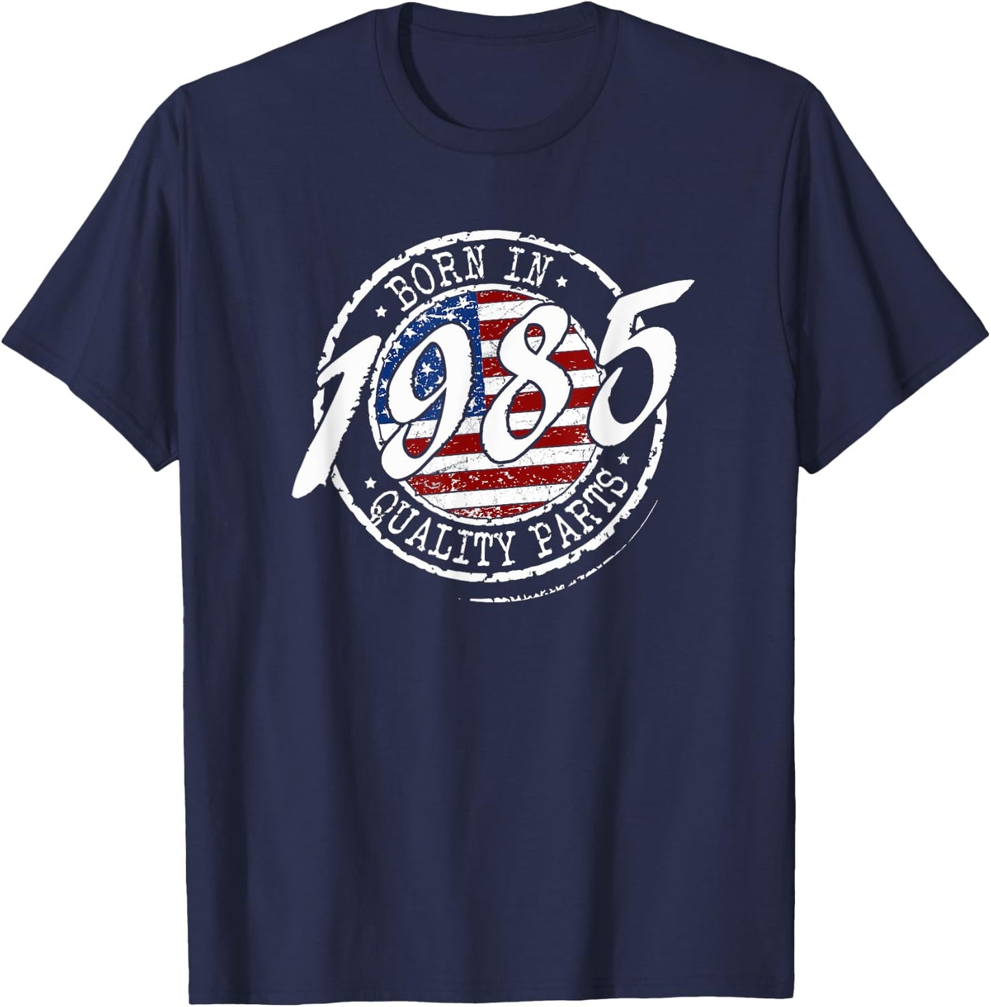 Born In 1985 Birthday, Vintage Flag Born In 1985 Birthday T-Shirt - T-Shirt | Navy