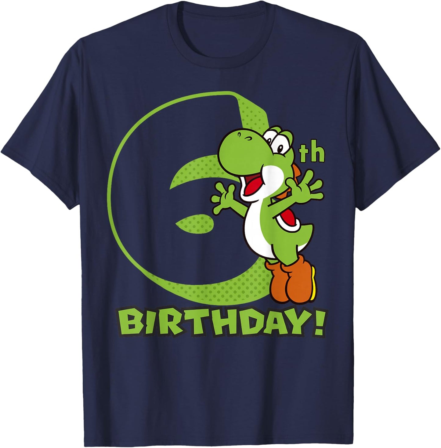 Super Mario Yoshi 6th Birthday Action Portrait T-Shirt - T-Shirt | Navy