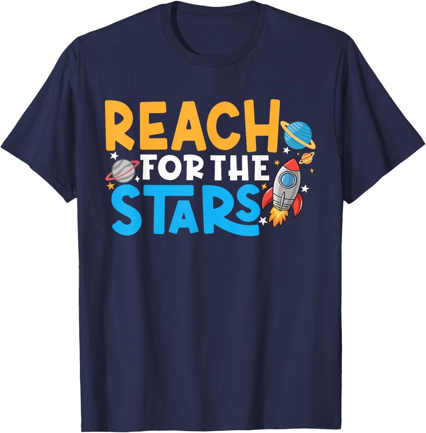 Growth Mindset Teacher Reach For The Stars T-Shirt - T-Shirt | Navy