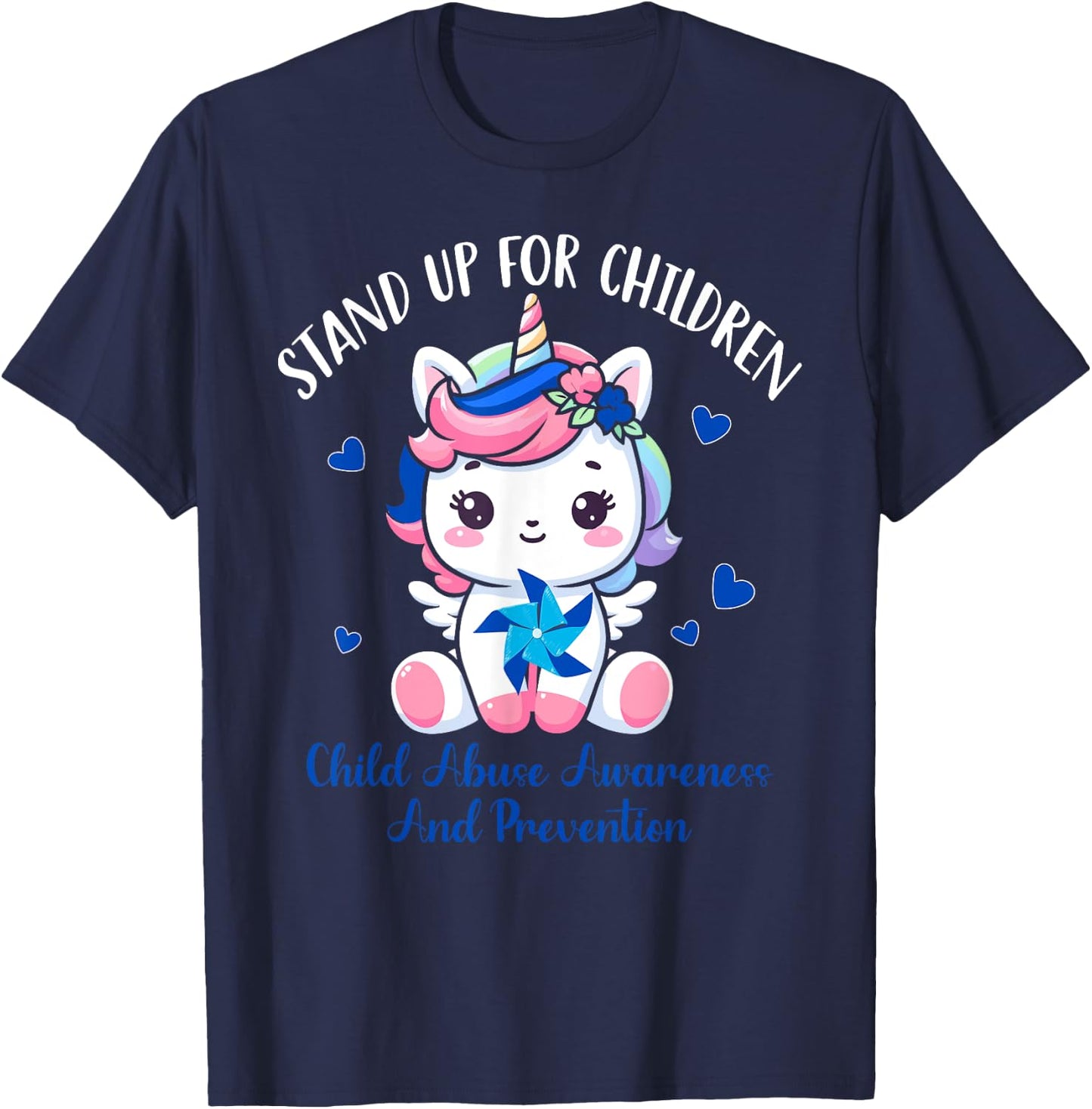 Child Abuse Prevention Month-Stand Up For Children Unicorn T-Shirt - T-Shirt | Navy