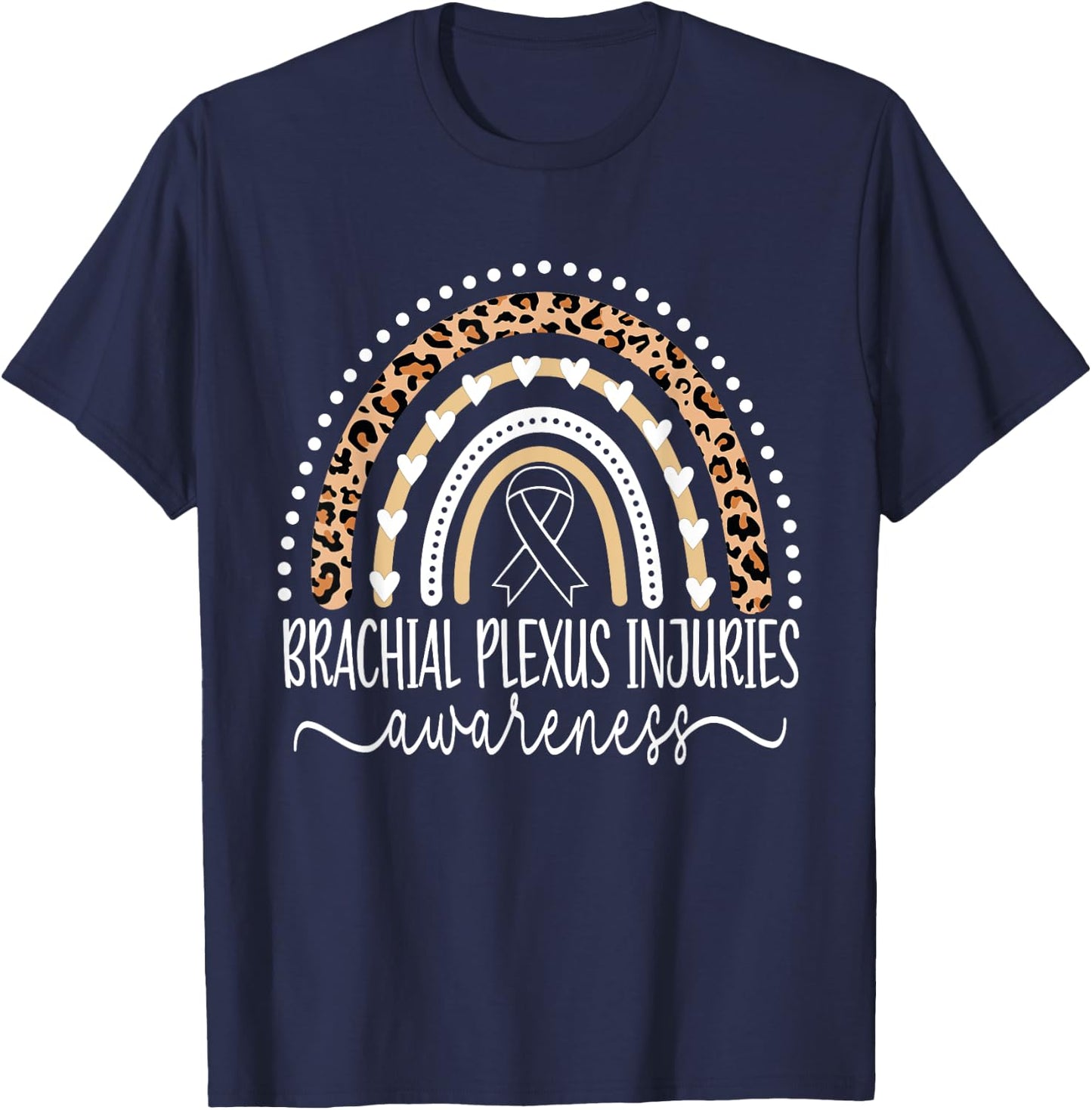 Brachial Plexus Injuries BPI Awareness Leopard Rainbow T-Shirt - T-Shirt | Navy