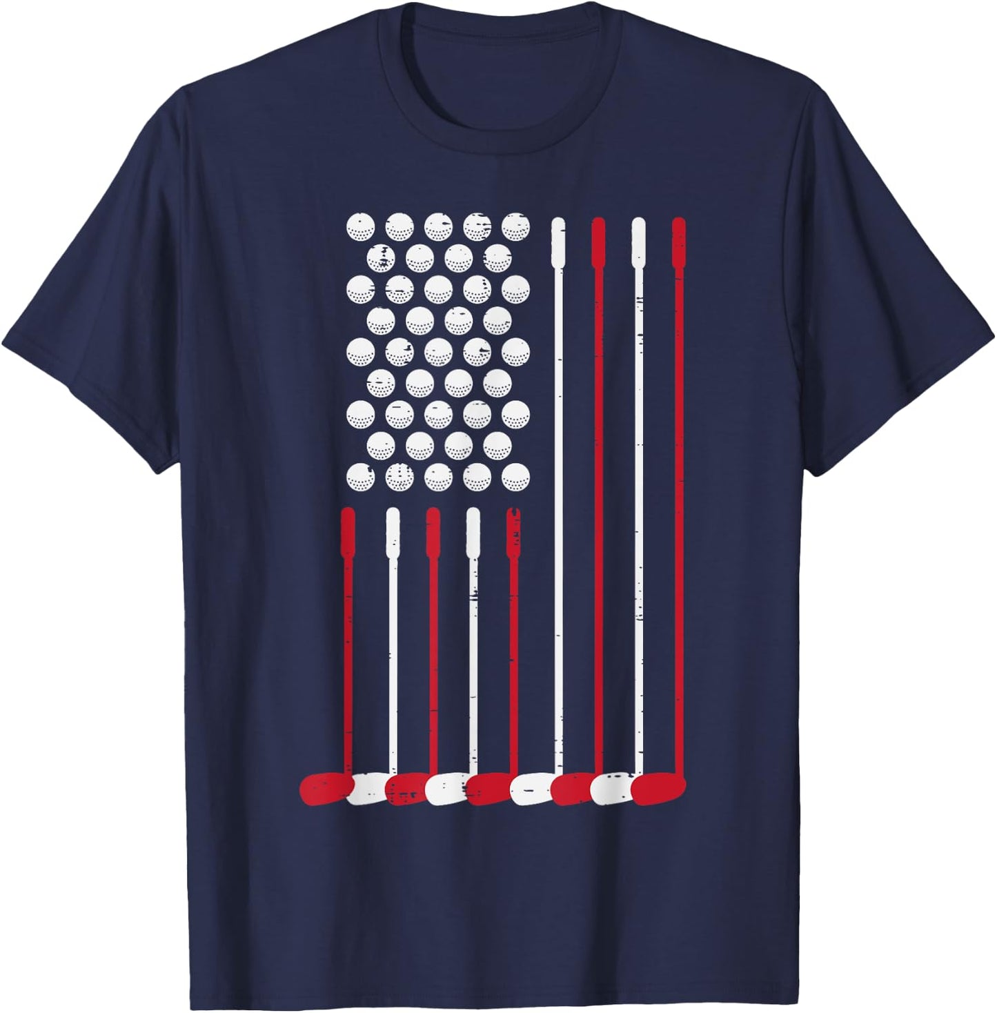Golf Balls Clubs US Flag 4th July Patriotic Golfer Dad Men T-Shirt - T-Shirt | Navy