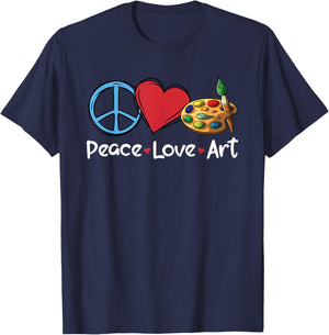 Peace Love Art Funny Artistic People Art Teacher Women T-Shirt - T-Shirt | Navy