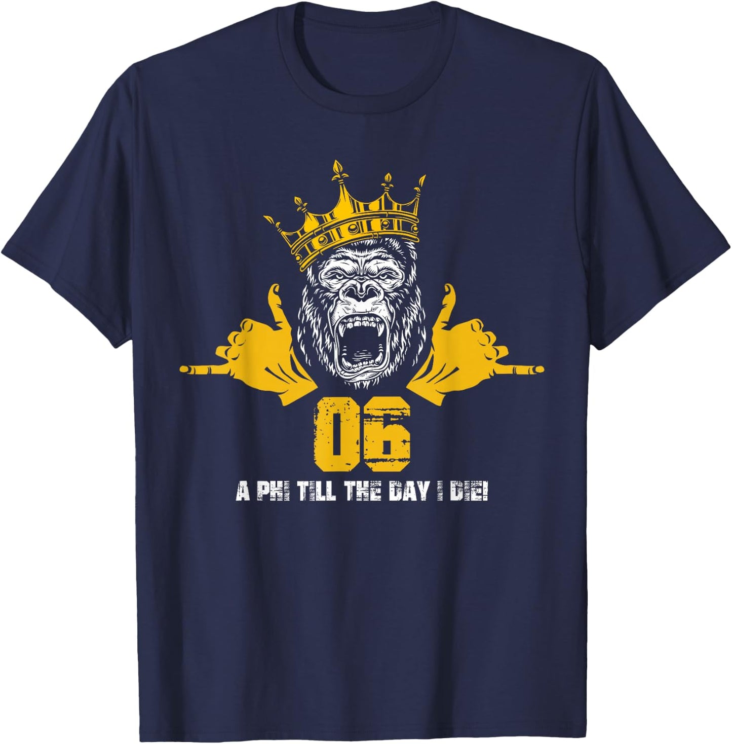 Alpha African 1906 Fraternity Hand Sign Ape Crown T-Shirt - T-Shirt | Navy