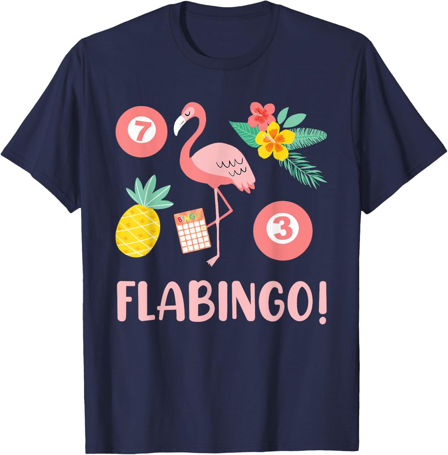 Bingo Player FLABINGO Bingo Lover Flamingo Bingo Mom T-Shirt - T-Shirt | Navy