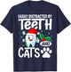 Easily Distracted By Teeth And Cats Xmas Dentist Christmas T-Shirt - T-Shirt | Navy