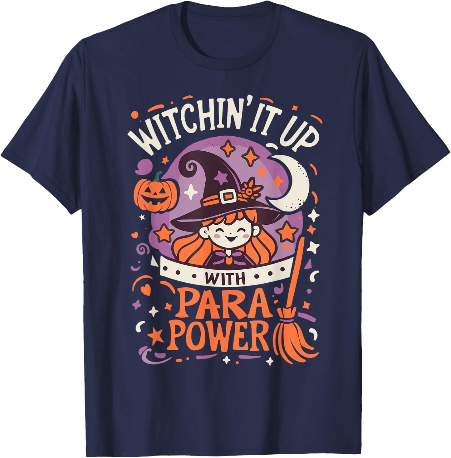 Halloween Team Paraprofessional School Men Women Spooky Fun T-Shirt - T-Shirt | Navy