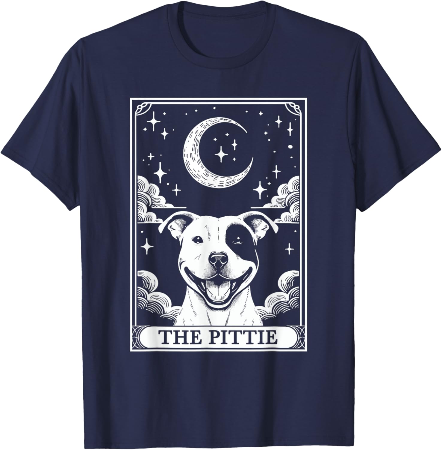 Tarot Card Vintage Crescent Moon Pit Bull Dog Pittie Mom Women Kids T-Shirt - T-Shirt | Navy