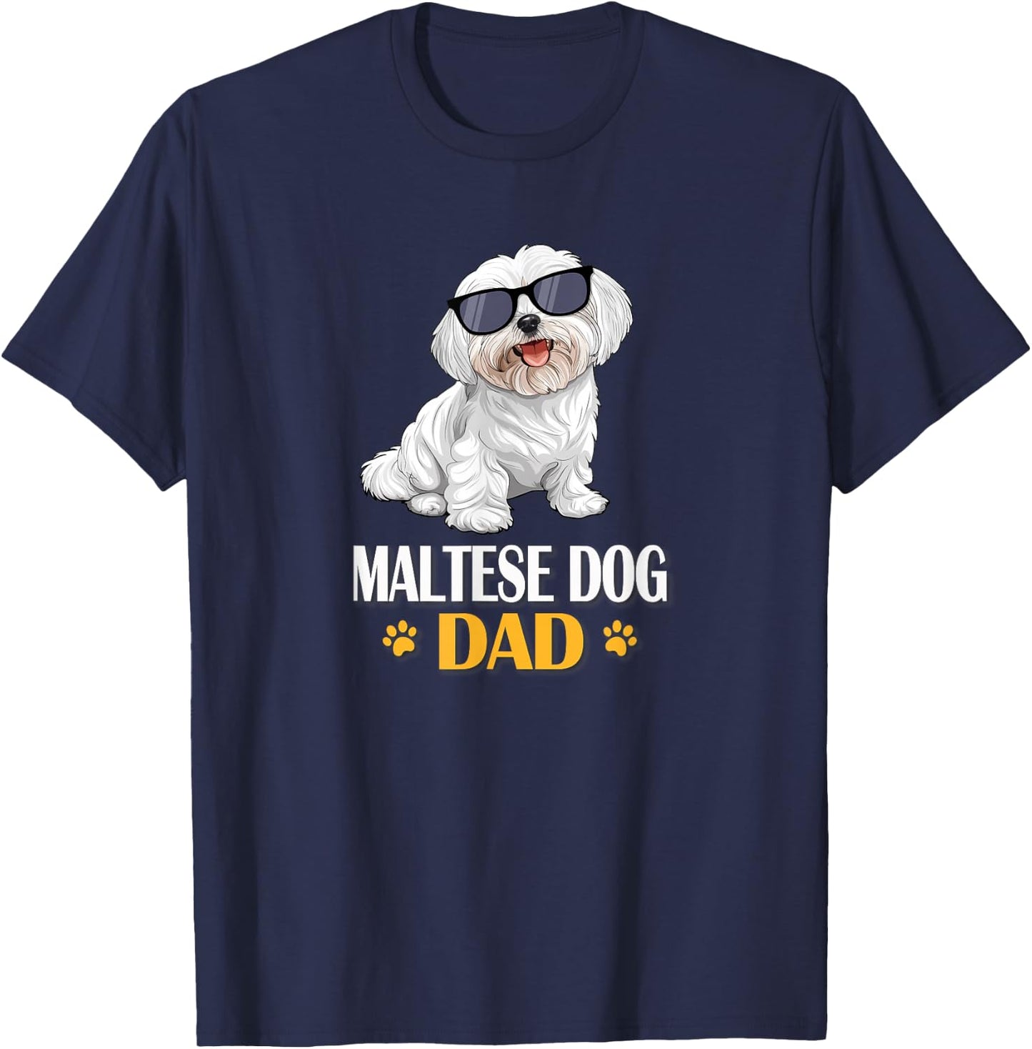 Funny Cute Sunglasses Dad Maltese Lover T-Shirt - T-Shirt | Navy