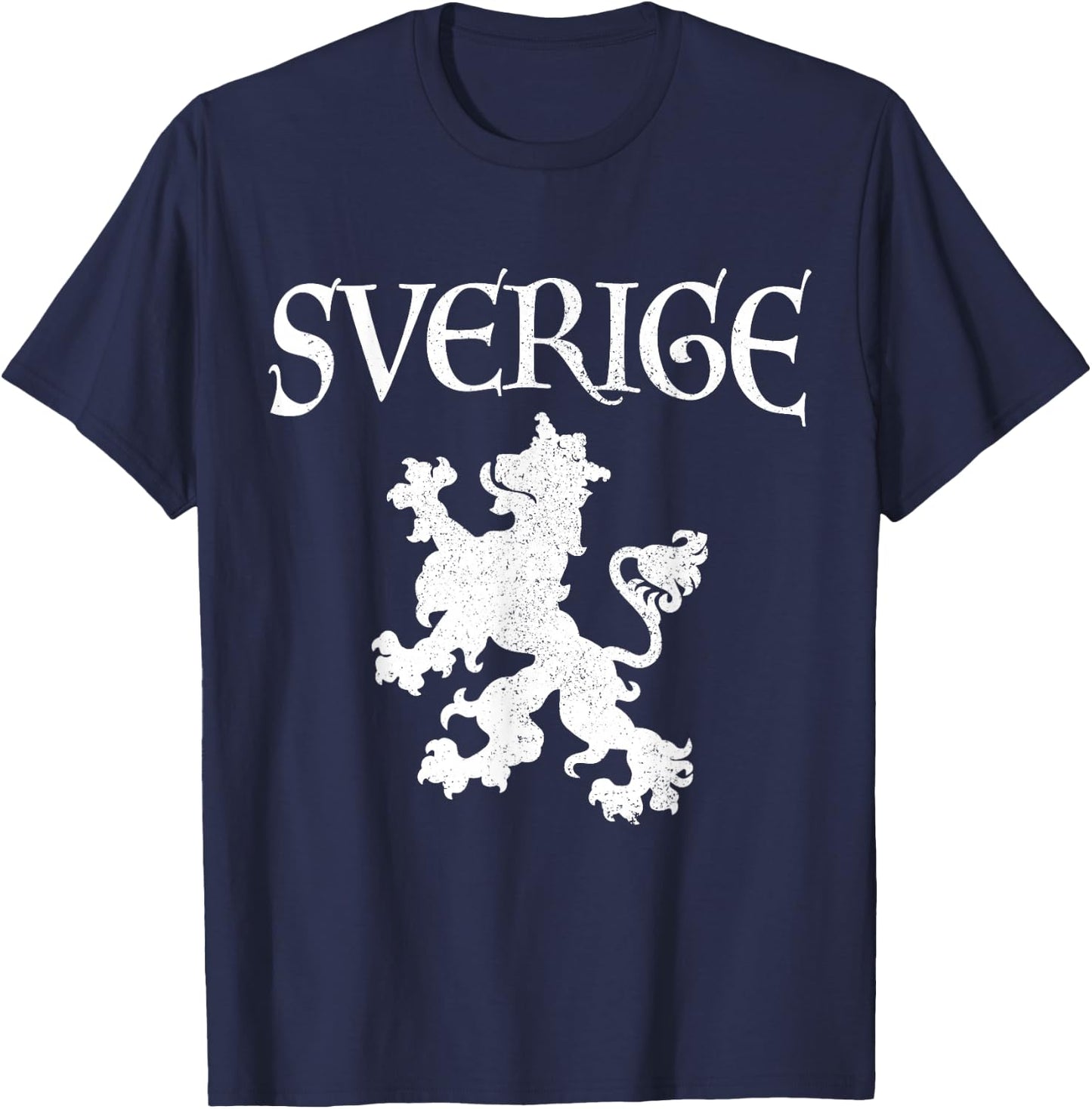 Sverige Lion Swedish Flag Pride Sweden Vintage T-Shirt - T-Shirt | Navy
