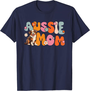 Australian Shepherd Red Tri Groovy Aussie mom T-Shirt - T-Shirt | Navy
