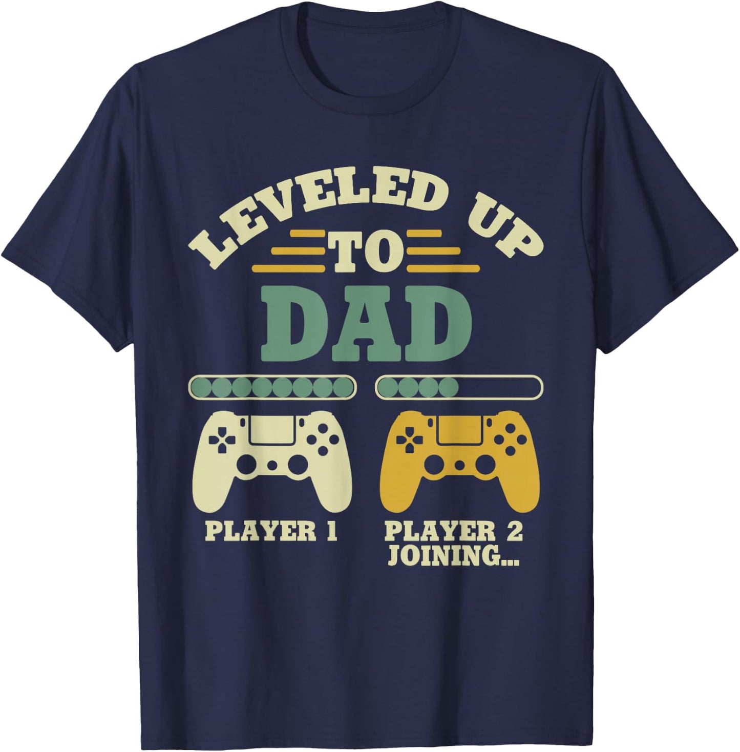 Leveled Up To Dad Player 2 Joining Gaming Dad T-Shirt - T-Shirt | Navy