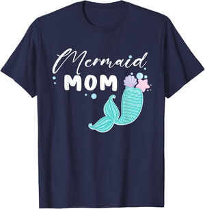 Funny Mom Mermaid Matching Family Party Mother's Day T-Shirt - T-Shirt | Navy