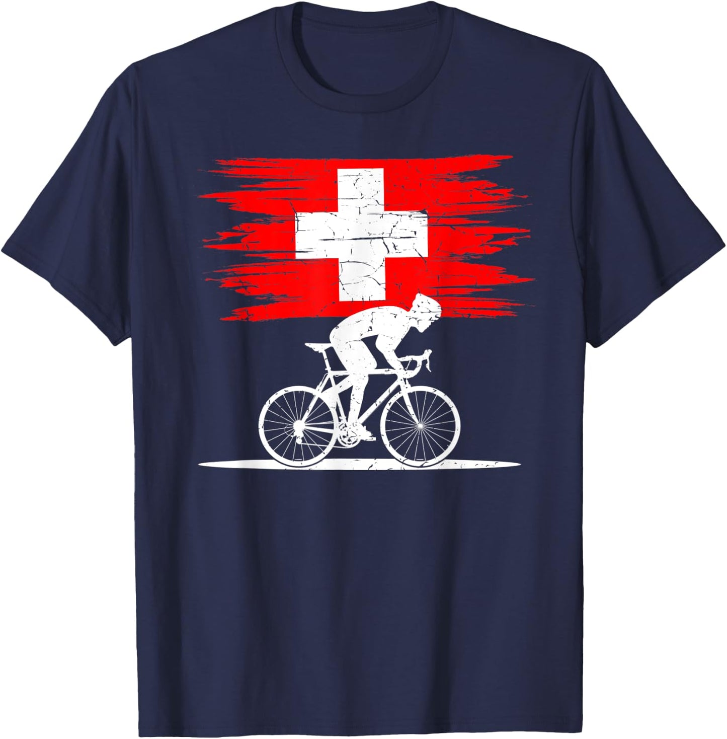 Switzerland Road Biker, Racing Velo, Rider Velo Bicycle T-Shirt - T-Shirt | Navy