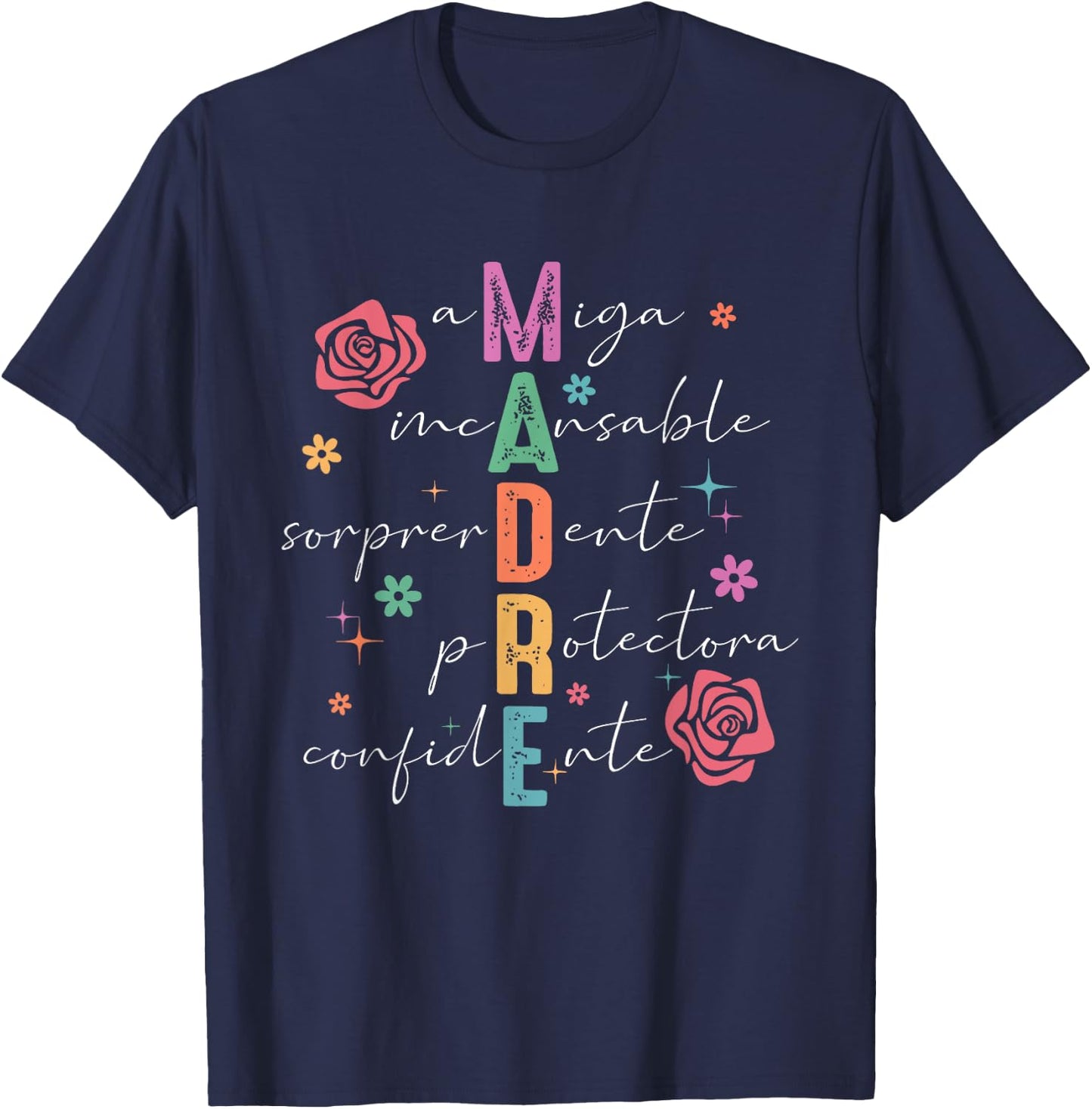 Spanish Mothers Day Retro Madre Amiga Incansable Mothers Day T-Shirt - T-Shirt | Navy