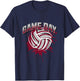 Volleyball Parents Team Game Day Maroon & White Art T-Shirt - T-Shirt | Navy
