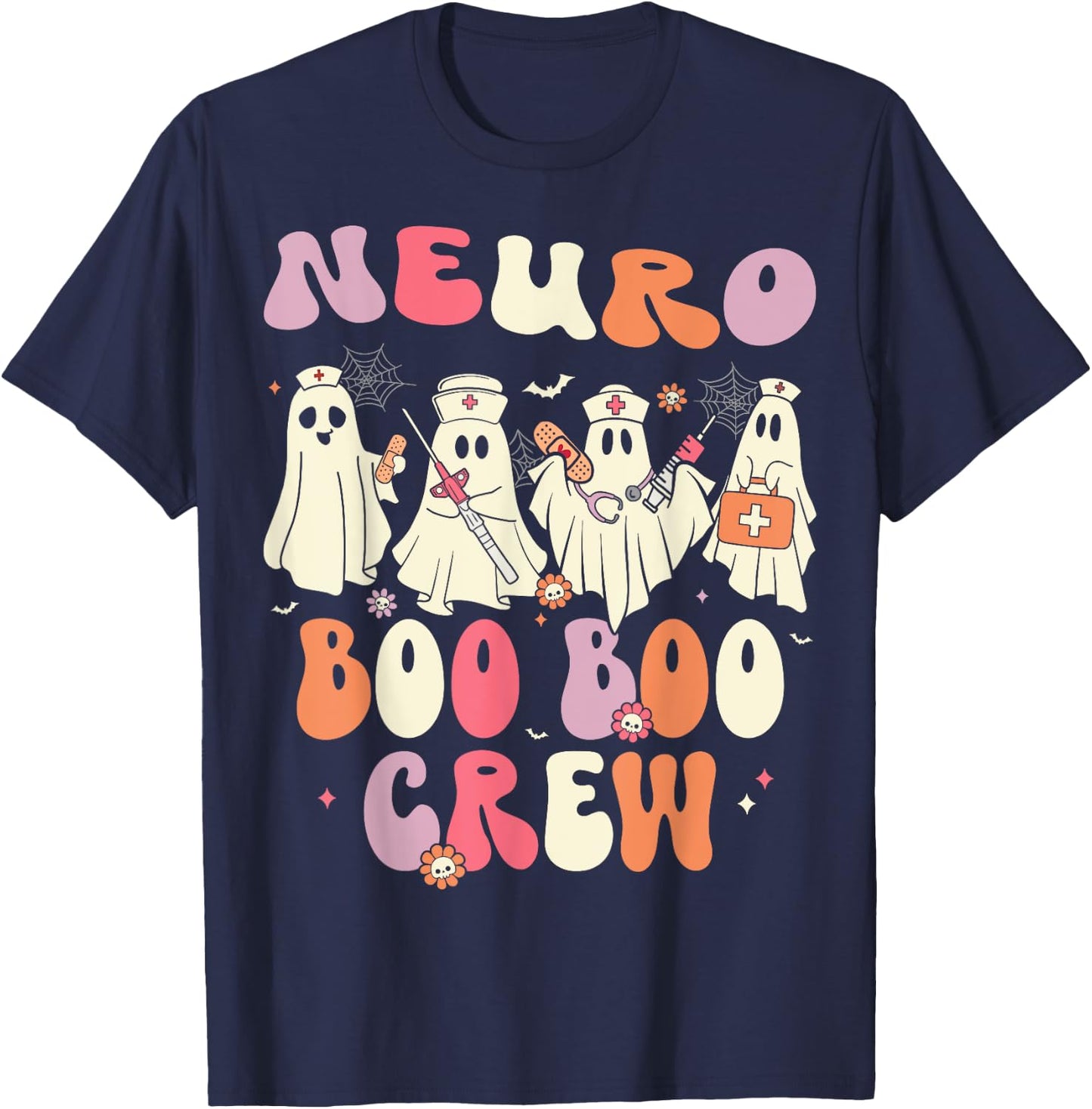 Neuro Boo Crew Neurology Nurse Halloween T-Shirt - T-Shirt | Navy