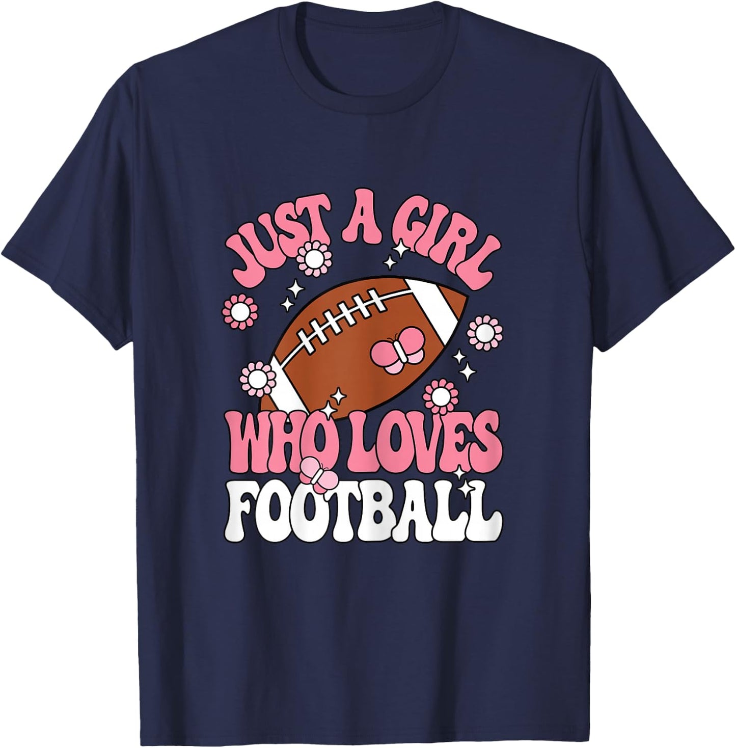 Just A Girl Who Loves Football American Football Girls Kids T-Shirt - T-Shirt | Navy
