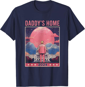Daddy's Home, Trump 2024, Republican Gifts , Small, Black T-Shirt - T-Shirt | Navy