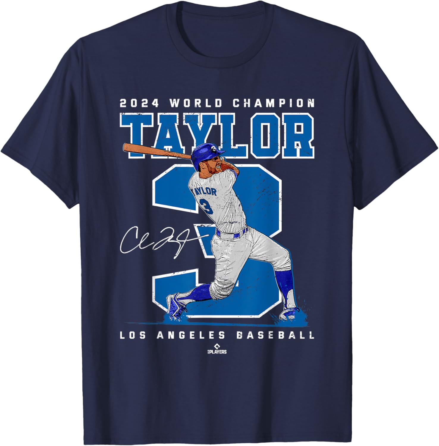 Player Number 2024 World Champion Chris Taylor Los Angeles T-Shirt - T-Shirt | Navy