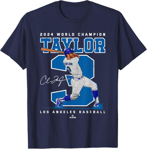 Player Number 2024 World Champion Chris Taylor Los Angeles T-Shirt - T-Shirt | Navy