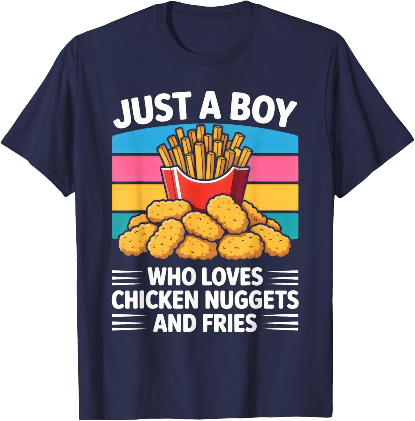 Chicken Nuggets and French Fries Boys Fast Food T-Shirt - T-Shirt | Navy