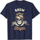 Brow Artist Esthetician Microblading Skeleton Brow Slayer T-Shirt - T-Shirt | Navy