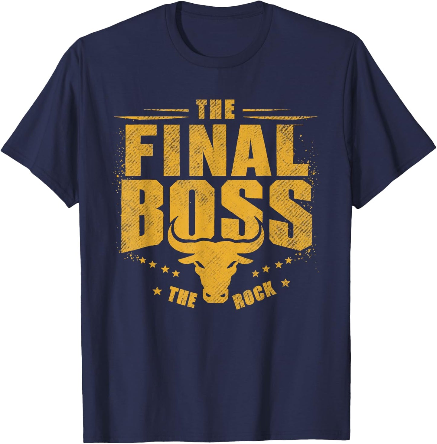 The Final Boss Vintage Rock Music Final Boss Gamer Bull Head T-Shirt - T-Shirt | Navy