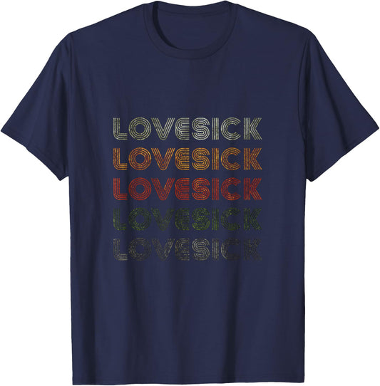 Love Heart Lovesick Grunge Vintage Style Black Lovesick T-Shirt - T-Shirt | Navy