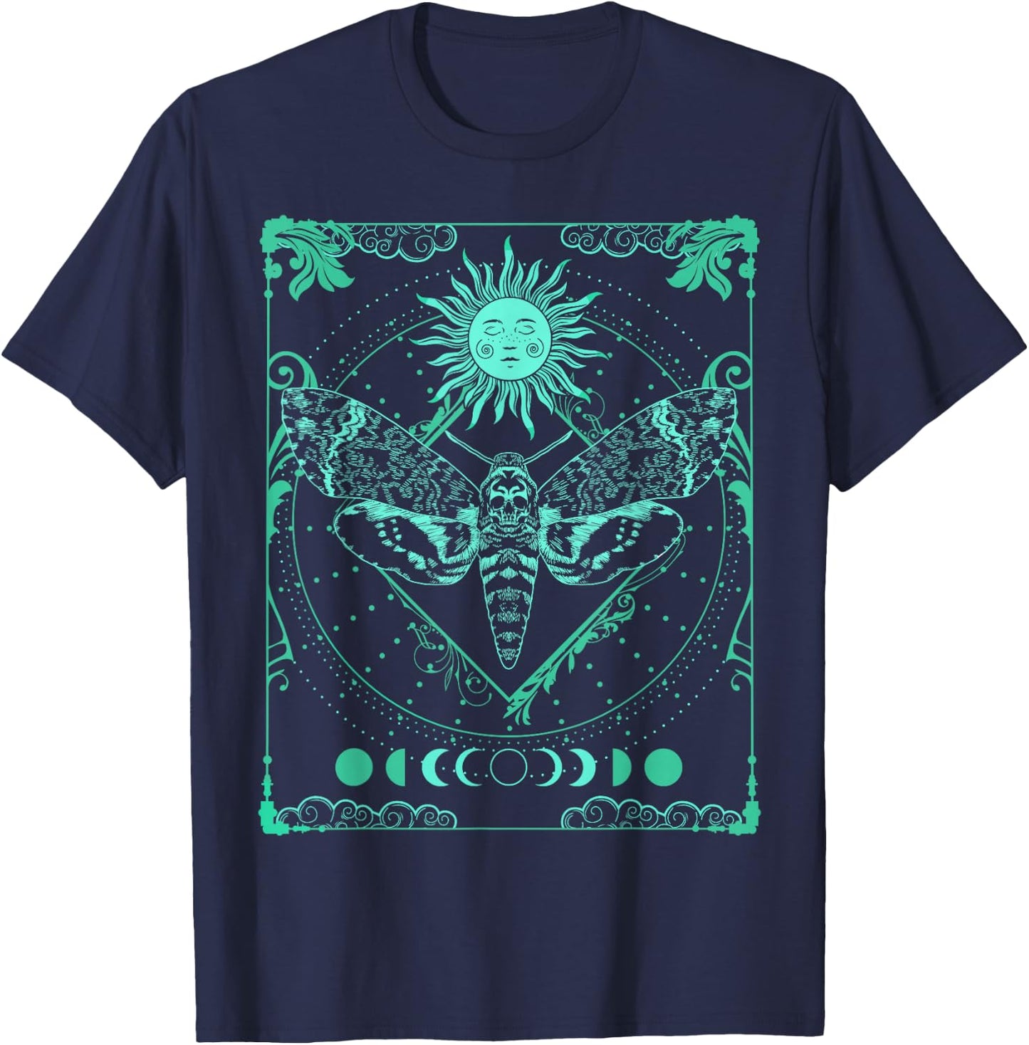 Tarot Card Death Moth Moon and Sun Gothic for Tarot Lover T-Shirt - T-Shirt | Navy
