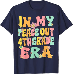 In My Peace Out 4th Grade Era Groovy Last Day Of 4th Grade T-Shirt - T-Shirt | Navy