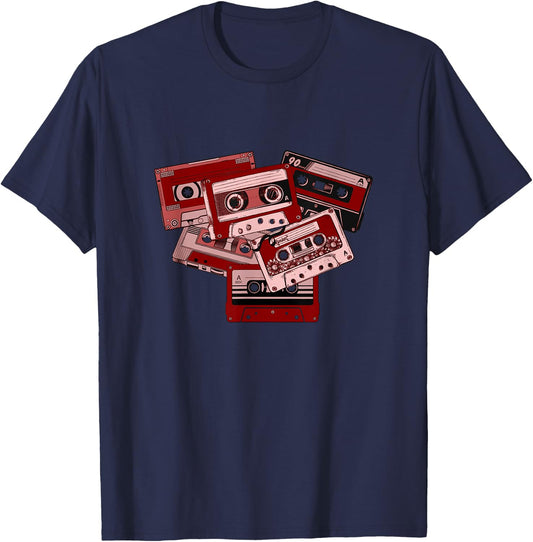 Maroon Red Burgundy Tape Cassettes Classic Old School Maroon T-Shirt - T-Shirt | Navy