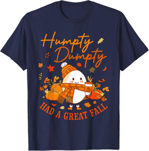 Humpty Funny Dumpty Had A Great Fall Happy Fall Y'all Autumn T-Shirt - T-Shirt | Navy