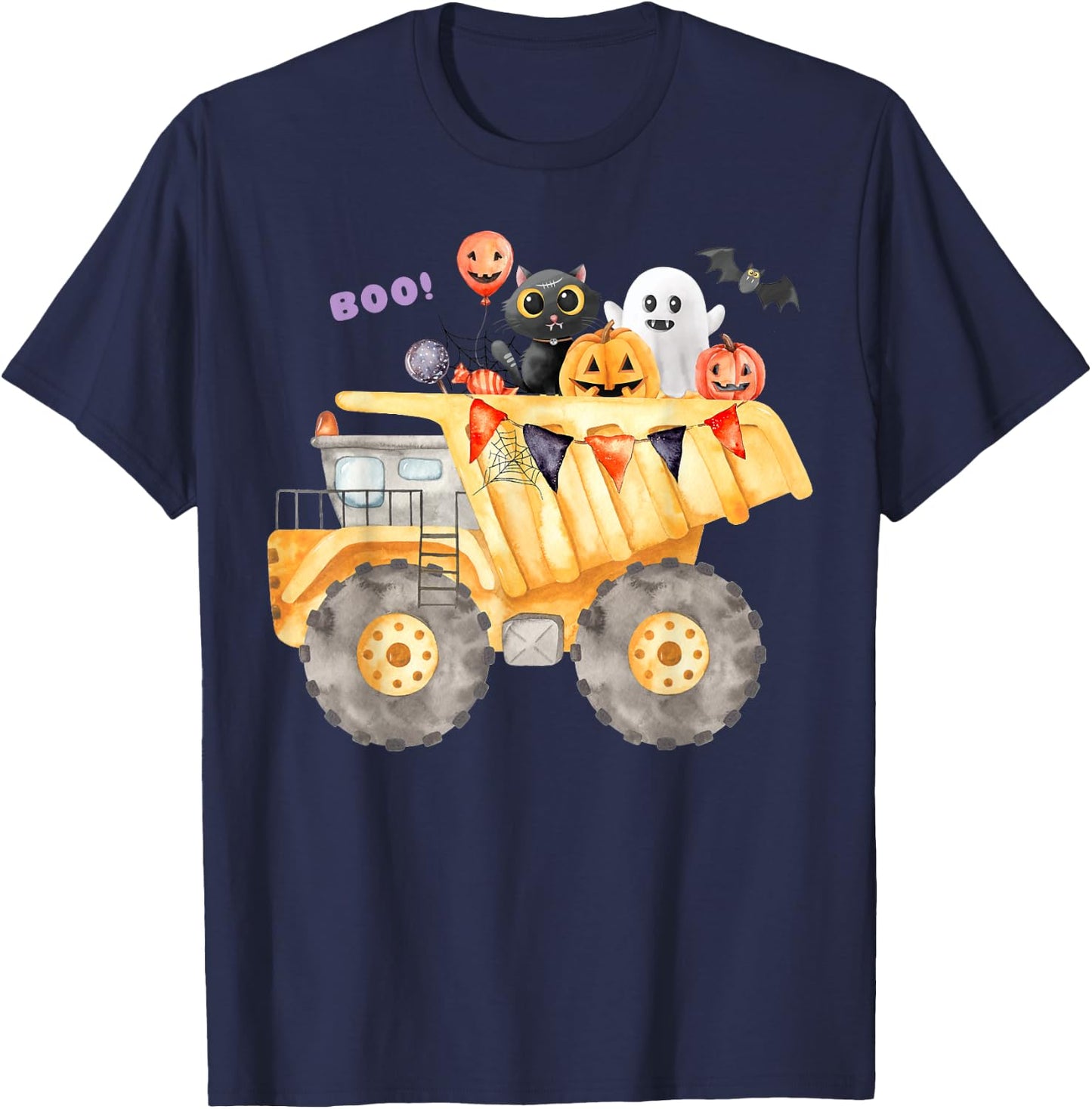 Dump Truck or Treat Halloween Candy Construction Boys Kids T-Shirt - T-Shirt | Navy